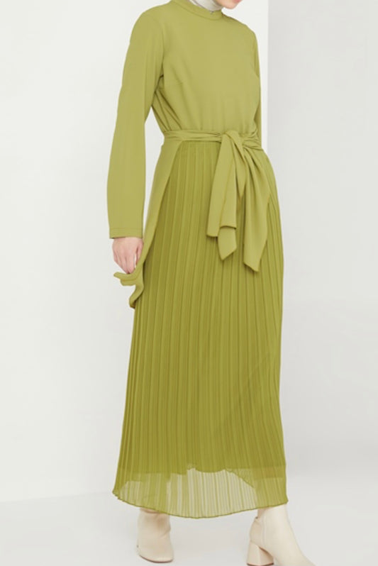 Pleated Front Knot All In One Dress